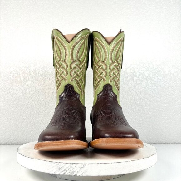 NEW Lane Capitan Mens Cowboy Boots CISCO 9.5D Brown Green Western Square Toe - Picture 5 of 10